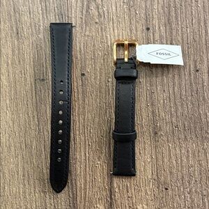 Fossil genuine leather 14 mm watch strap band black